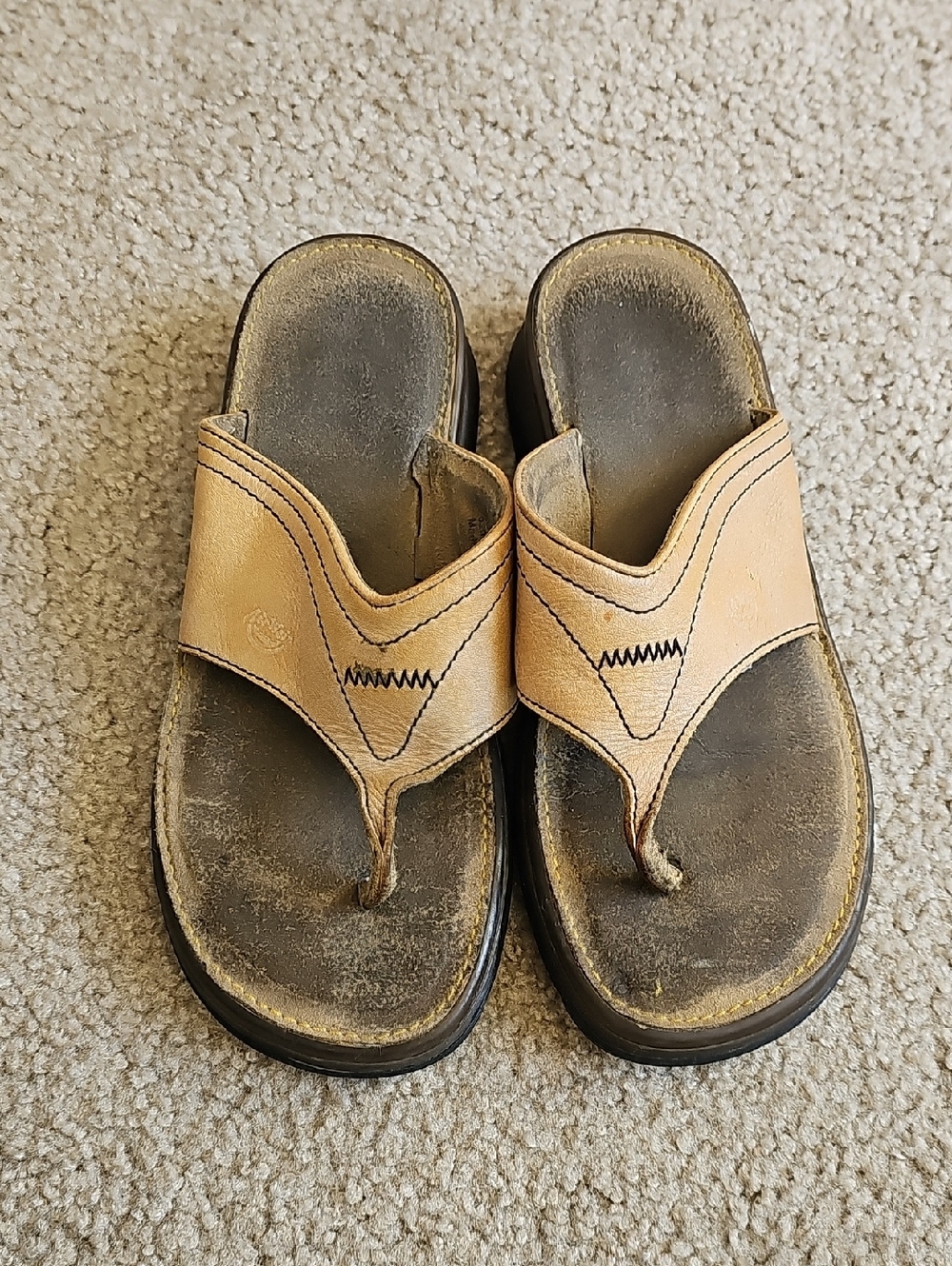 Dr. Martens Men's Tan Leather Thong Chunky Sandals Flip Flop Y2k Vintage Y14